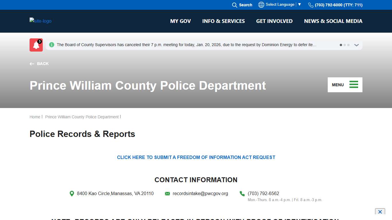 Police Records & Reports